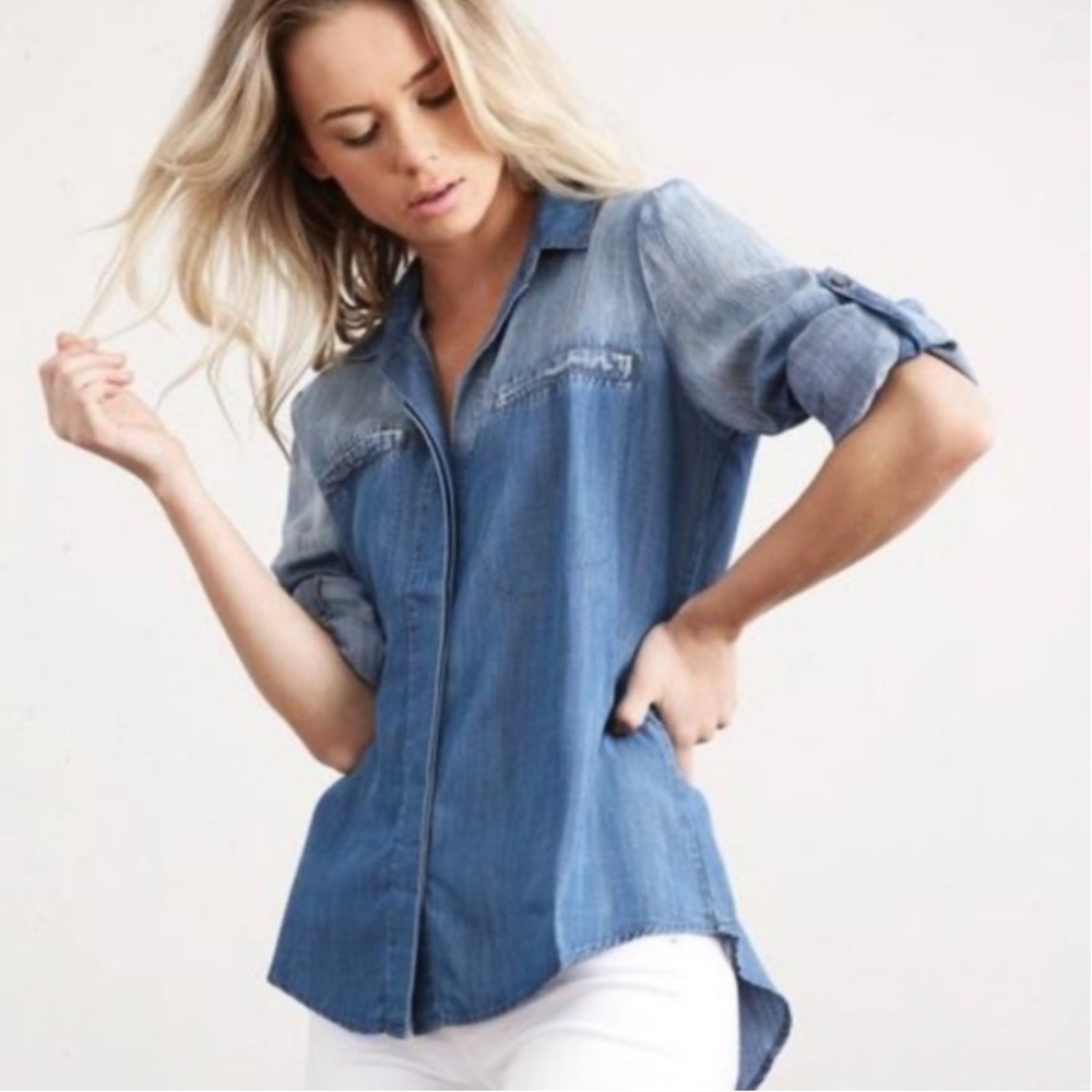 Women's Blue Button Down Shirt